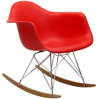 Red Molded Plastic Armchair Rocker in Red