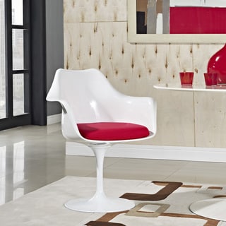 Eero Saarinen Style Tulip Arm Chair with Red Cushion