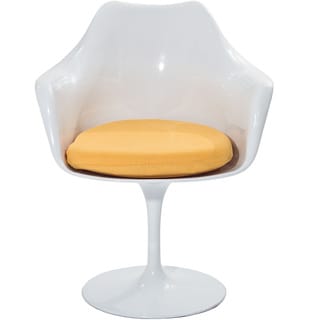 Eero Saarinen Style Tulip Arm Chair with Yellow Cushion
