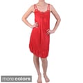 Journee Collection Women's Floral Neckline Satin Chemise Nightie