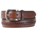 Tommy Hilfiger Men's Braid Detail Topstitched Genuine Leather Belt