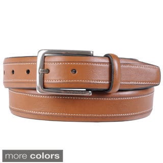 Nautica Men's Topstitched Feather Edge Genuine Leather Belt