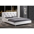 Barbara White Modern King-size Bed with Crystal Button Tufting