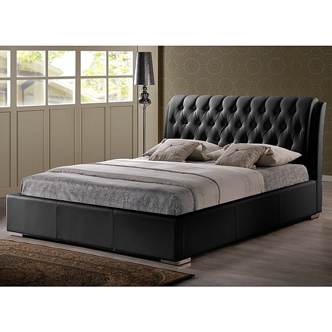 Bianca Black Modern Queensize Bed with Tufted Headboard