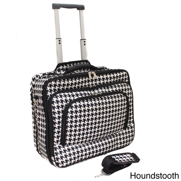 World Traveler Houndstooth Fashion Print Women's Rolling 17-inch Laptop Briefcase