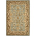 Hand-made Antiquities Teal/ Brown Hand-spun Wool Rug (6' x 9')