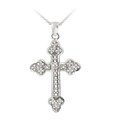 DB Designs Sterling Silver 1/8ct TDW Diamond Vintage Cross Necklace