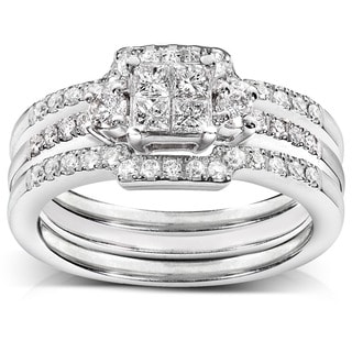 Annello 14k White Gold 1/2ct TDW Diamond Bridal Ring Set (H-I, I1-I2)