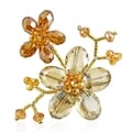 Brown Luster Crystal Blooming Floral Love Pin-Brooch (Thailand)