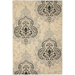 Now Sale Safavieh Poolside Cream/ Black Indoor Outdoor Rug (6'7 x 9'6)