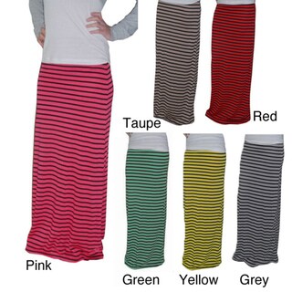 Tabeez Women's Striped Stretch Maxi Skirt