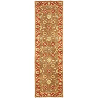 Handmade Heritage Beige/ Rust Wool Rug (2'3 x 12')