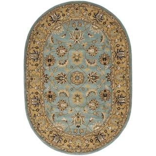 Handmade Heritage Mahal Blue/ Gold Wool Rug (7'6 x 9'6)
