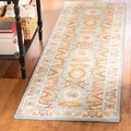 Handmade Treasures Light Blue/ Ivory Wool Rug (2'3 x 10')