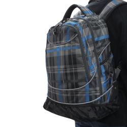 Pacific Gear by Traveler's Choice Horizon Grey/ Blue Plaid Rolling 15-inch Laptop Backpack