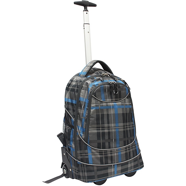Pacific Gear by Traveler's Choice Horizon Grey/ Blue Plaid Rolling 15-inch Laptop Backpack