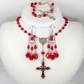 Light Siam Crystal Catholic Wedding Jewelry Set