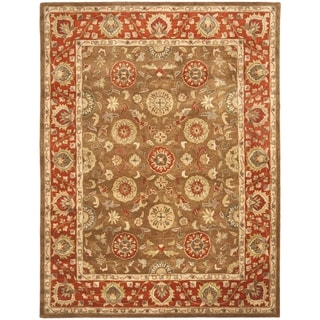 (^_-) Handmade Heritage Beige/ Rust Wool Rug (11' x 17')