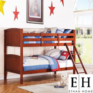 ETHAN HOME Armidale Mahogany Beadboard Twin Bunk Bed