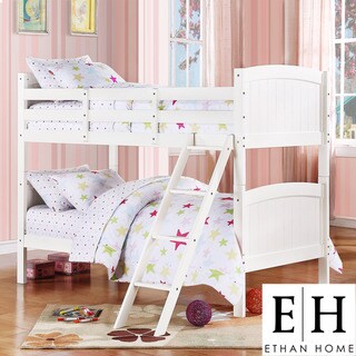 ETHAN HOME Armidale White Beadboard Twin Bunk Bed