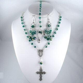 Emerald Crystal Catholic Wedding Jewelry Set