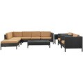La Jolla Outdoor Rattan Espresso with Mocha Cushions 9-piece Set