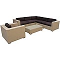 Corona Outdoor Rattan 7-piece Set in Tan with Brown Cushions