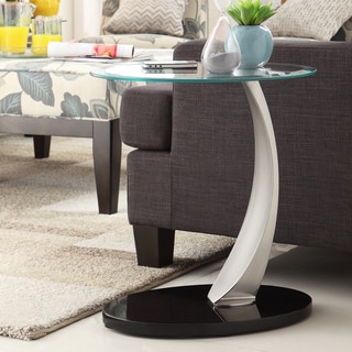 TRIBECCA HOME Ryde Oval Tempered Glass Steel Modern End Table
