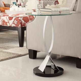 Price Aquify TRIBECCA HOME Ryde Round Tempered Glass Steel Modern End Table