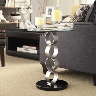 Low Price TRIBECCA HOME Ryde Running Circle Pillar Tempered Glass Steel End Table