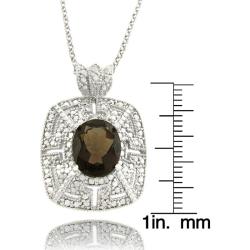 Sterling Silver Smokey Quartz/ Diamond Accent Necklace