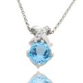 Sterling Silver Blue Topaz and Diamond Accent 'X' Necklace