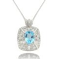 Dolce Giavonna Sterling Silver Blue Topaz and Diamond Accent Necklace