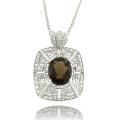 Sterling Silver Smokey Quartz/ Diamond Accent Necklace