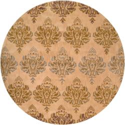 Hand-tufted Retro Chic Brown Floral Rug (8' Round)