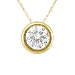 10k Gold April Birthstone Bezel-set White Topaz Designer Necklace