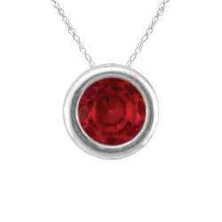 10k Gold Designer January Birthstone Red Garnet Bezel Necklace