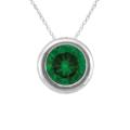 10k Gold May Birthstone Bezel-set Created Emerald Designer Necklace