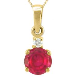 10k Gold July Birthstone Created Ruby and Diamond Necklace