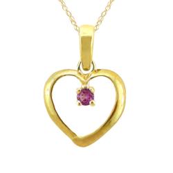 10k Gold June Birthstone Petite Rhodolite Designer Heart Necklace