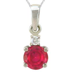 10k Gold July Birthstone Created Ruby and Diamond Necklace