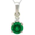 10k Gold Created Emerald and Diamond May Birthstone Necklace