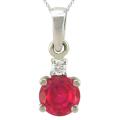 10k Gold July Birthstone Created Ruby and Diamond Necklace