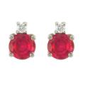 10k Gold July Birthstone Created Ruby and Diamond Stud Earrings