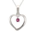 10k Gold June Birthstone Petite Rhodolite Designer Heart Necklace
