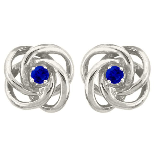 10k Gold September Birthstone Created Sapphire Love Knot Stud Earrings