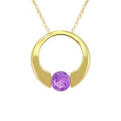 10k Gold February Birthstone Amethyst Circle Necklace
