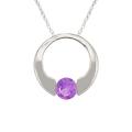 10k Gold February Birthstone Amethyst Circle Necklace