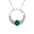 10k Gold May Birthstone Created Emerald Circle Necklace