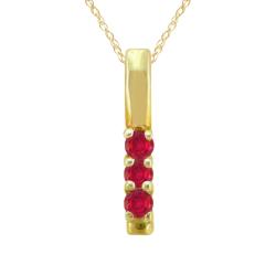 10k Gold Created Ruby 3-stone Necklace